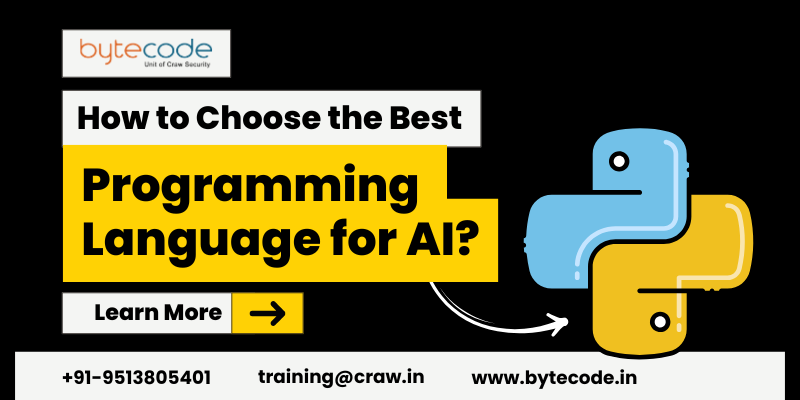 This image features information about how to choose the best programming language for AI? Explore points like Performance, Ease of Learning and more.