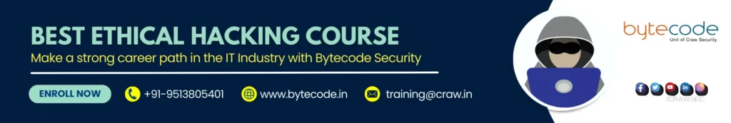 Best Ethical Hacking Course by Bytecode Security along with contact details